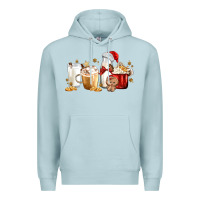 Blue Mist Christmas Milk and Cookie Latte Coffee Cups Premium Hoodie - MaliasSmallBusiness