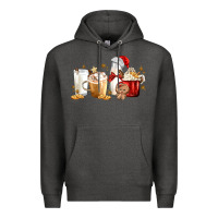 Charcoal Heather Christmas Milk and Cookie Latte Coffee Cups Premium Hoodie - MaliasSmallBusiness