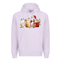 Lilac Christmas Milk and Cookie Latte Coffee Cups Premium Hoodie - MaliasSmallBusiness