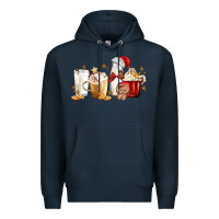 Navy Christmas Milk and Cookie Latte Coffee Cups Premium Hoodie - MaliasSmallBusiness
