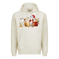 Oatmeal Heather Christmas Milk and Cookie Latte Coffee Cups Premium Hoodie - MaliasSmallBusiness