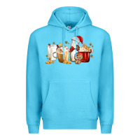Ocean Blue Christmas Milk and Cookie Latte Coffee Cups Premium Hoodie - MaliasSmallBusiness