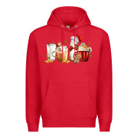Red Christmas Milk and Cookie Latte Coffee Cups Premium Hoodie - MaliasSmallBusiness