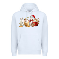 White Christmas Milk and Cookie Latte Coffee Cups Premium Hoodie - MaliasSmallBusiness