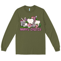 Army Green Happy Easter teeth Long Sleeve Tee - OliviaCreatesArt