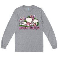 Heather Grey Happy Easter teeth Long Sleeve Tee - OliviaCreatesArt