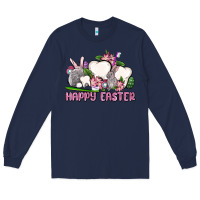 Navy Happy Easter teeth Long Sleeve Tee - OliviaCreatesArt