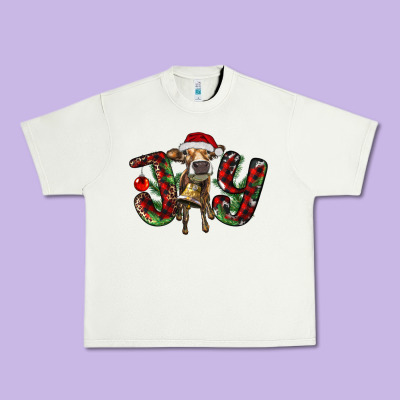 Christmas Joy With Heifer Urban Heavy Tee Designed By Ranaportraitstore