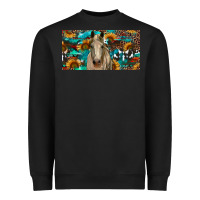 Black Horse With Sunflowers Aztec And Cowhide Heavyweight Sweatshirt - RanaPortraitStore