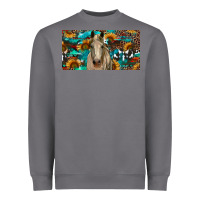 Storm Horse With Sunflowers Aztec And Cowhide Heavyweight Sweatshirt - RanaPortraitStore