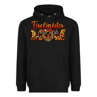 Black American Firefighter Mom Heavyweight Hoodie - LillyAllenDesigns