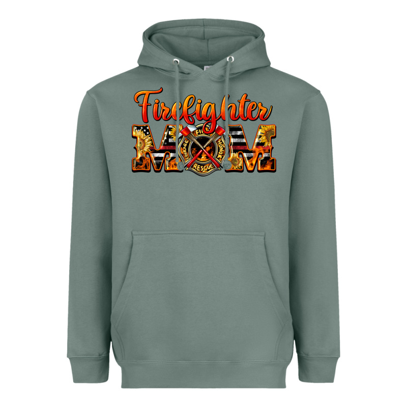 American Firefighter Mom Heavyweight Hoodie by LillyAllenDesigns | Teevron