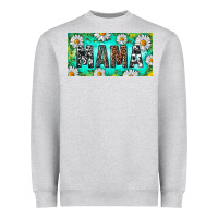 Heather Grey Turquoise and Daisy Mama Heavyweight Sweatshirt - RanaPortraitStore