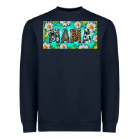 Navy Turquoise and Daisy Mama Heavyweight Sweatshirt - RanaPortraitStore
