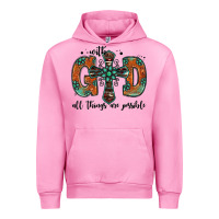 Fuchsia Pink with god all things are possible gemstone cross Urban Hoodie - Jasminsmagicworld