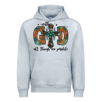 Heather Grey with god all things are possible gemstone cross Urban Hoodie - Jasminsmagicworld
