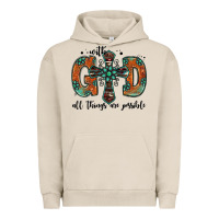 Pigment French Oak with god all things are possible gemstone cross Urban Hoodie - Jasminsmagicworld