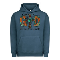 Pigment Midnight Navy with god all things are possible gemstone cross Urban Hoodie - Jasminsmagicworld