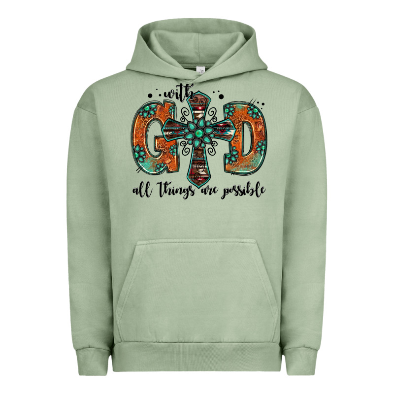 With God All Things Are Possible Gemstone Cross Urban Hoodie by Jasminsmagicworld | Teevron
