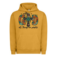 Pigment Peanut Butter with god all things are possible gemstone cross Urban Hoodie - Jasminsmagicworld