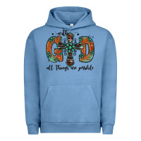 Pigment Pebble Blue with god all things are possible gemstone cross Urban Hoodie - Jasminsmagicworld
