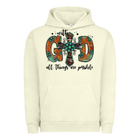 Pigment Pistachio with god all things are possible gemstone cross Urban Hoodie - Jasminsmagicworld