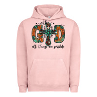 Pigment Salmon with god all things are possible gemstone cross Urban Hoodie - Jasminsmagicworld