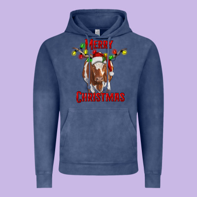 Vintage Hoodie Merry Christmas Longhorn Cow