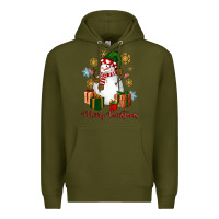Army Green Snowman Merry Christmas Premium Hoodie - NancyCooperArtShop