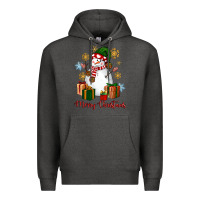 Charcoal Heather Snowman Merry Christmas Premium Hoodie - NancyCooperArtShop