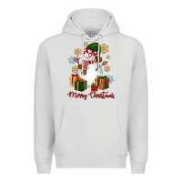 Dove Grey Snowman Merry Christmas Premium Hoodie - NancyCooperArtShop