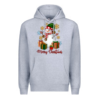 Heather Grey Snowman Merry Christmas Premium Hoodie - NancyCooperArtShop
