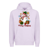 Lilac Snowman Merry Christmas Premium Hoodie - NancyCooperArtShop