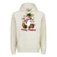 Oatmeal Heather Snowman Merry Christmas Premium Hoodie - NancyCooperArtShop