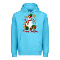 Ocean Blue Snowman Merry Christmas Premium Hoodie - NancyCooperArtShop