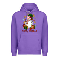 Purple Snowman Merry Christmas Premium Hoodie - NancyCooperArtShop