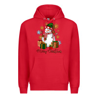 Red Snowman Merry Christmas Premium Hoodie - NancyCooperArtShop