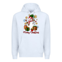 White Snowman Merry Christmas Premium Hoodie - NancyCooperArtShop