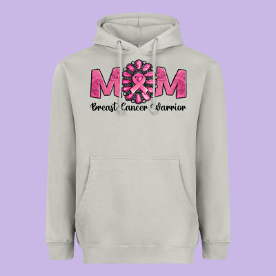 Breast Cancer Warrior Mom Heavyweight Hoodie Designed By Jasminsmagicworld