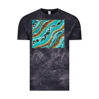 Cloud Black turquoise brushstrokes with leopard and cowhide Vintage Tee - RanaPortraitStore