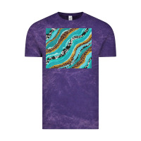 Cloud Purple turquoise brushstrokes with leopard and cowhide Vintage Tee - RanaPortraitStore