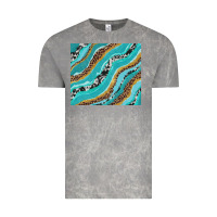 Cloud Rock turquoise brushstrokes with leopard and cowhide Vintage Tee - RanaPortraitStore