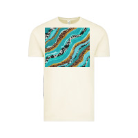 Vintage Arctic turquoise brushstrokes with leopard and cowhide Vintage Tee - RanaPortraitStore