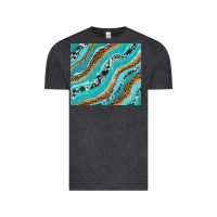 Vintage Black turquoise brushstrokes with leopard and cowhide Vintage Tee - RanaPortraitStore