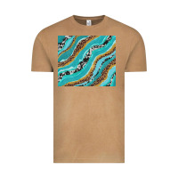Vintage Camel turquoise brushstrokes with leopard and cowhide Vintage Tee - RanaPortraitStore