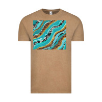 Vintage Coffee turquoise brushstrokes with leopard and cowhide Vintage Tee - RanaPortraitStore