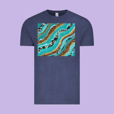Turquoise Brushstrokes With Leopard And Cowhide Vintage Tee Designed By Ranaportraitstore