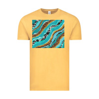 Vintage Mustard turquoise brushstrokes with leopard and cowhide Vintage Tee - RanaPortraitStore