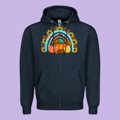 Fall Rainbow Zipper Hoodie Designed By Artiststas