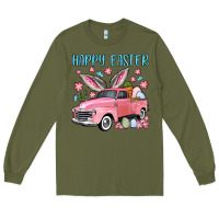 Army Green Happy Easter truck Long Sleeve Tee - OliviaCreatesArt